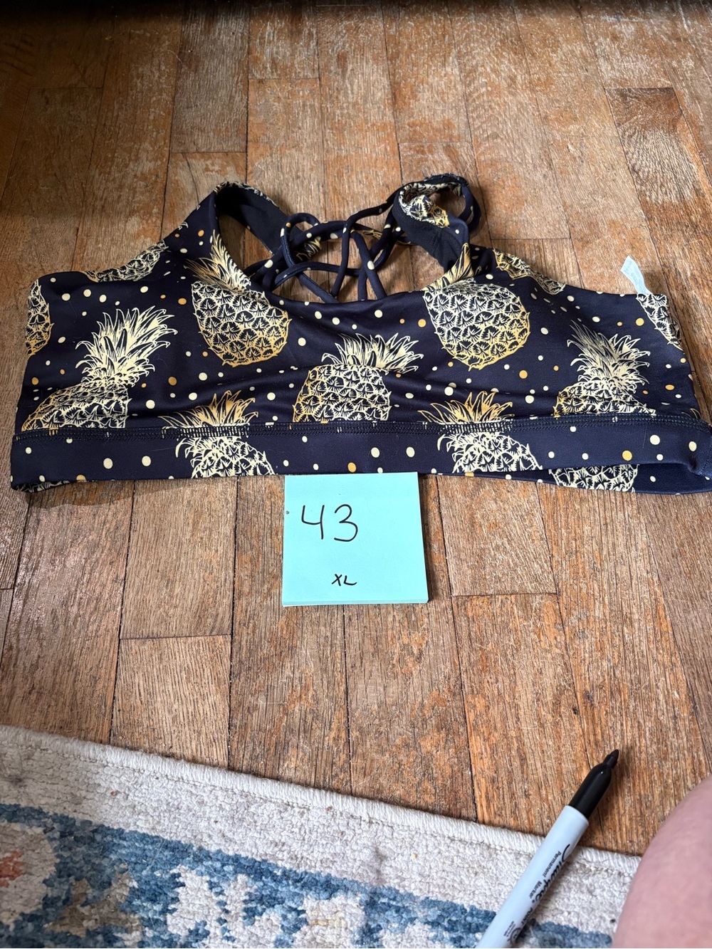 Constantly Varied Gear Navy Sports Bra with Gold Pineapple XXL